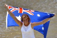 Australian Flag - Girl on Beach